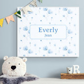 Blue Floral Custom Naam Decor Baby Nursery Poster