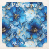 Blue Floral Custom paper coasters Kartonnen Onderzetters (Voorkant)