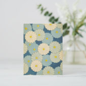 Blue Floral Daisers japonais Design Carte postale (Debout devant)