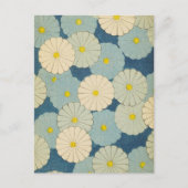 Blue Floral Daisers japonais Design Carte postale (Devant)