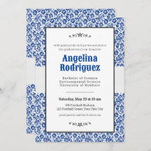 Blue Floral Damask Photo Afstuderen