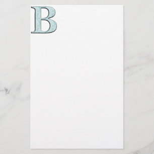 Blue Floral Damask Print B monogram initiaal Briefpapier