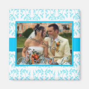 Blue Floral Damask Weddenschap Dank je cadeautje Magneet