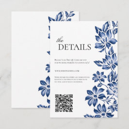 Blue floral delftware the details floral wedding informatiekaartje