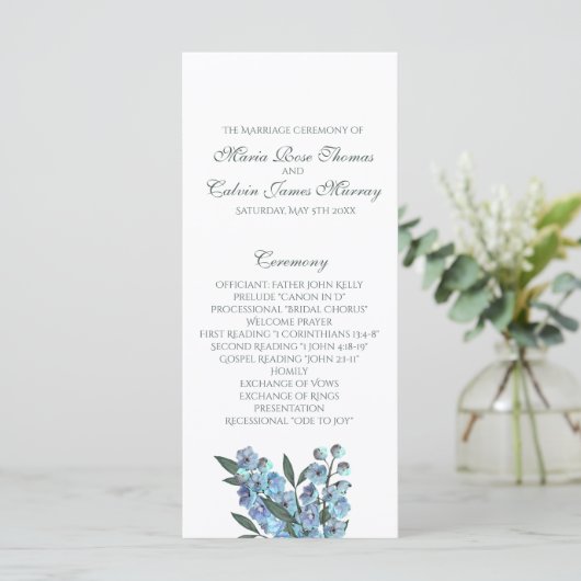 Blue Floral Delphinium Bouquet Programma (Staand voorkant)