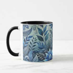 Blue Floral Design Coffee Mok