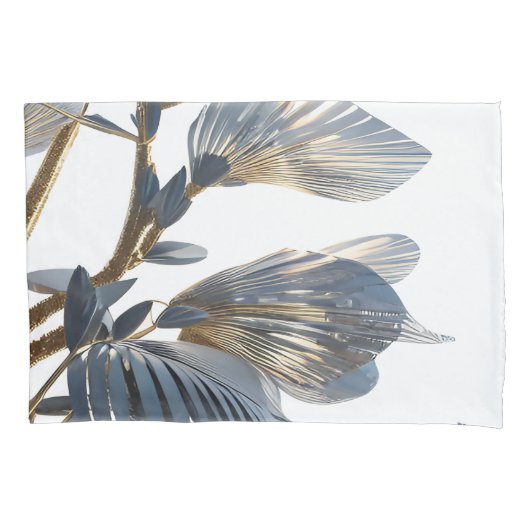 Blue Floral Design Plant Kussensloop (Voorkant)