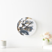 Blue Floral Design Plant Ronde Klok (Huis)