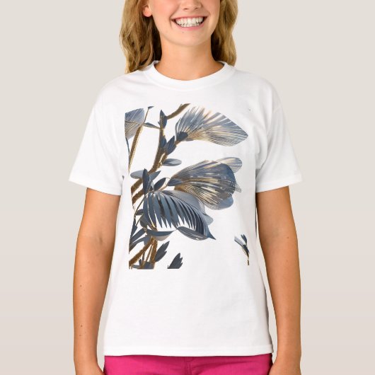 Blue Floral Design Plant T-shirt (Voorkant)
