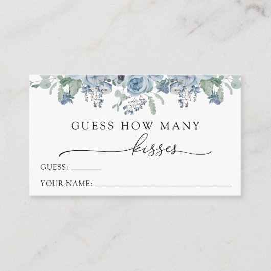 Blue Floral Devinez combien de baisers carte de bo (Devant)