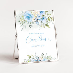 Blue floral devinez combien de bonbons poster