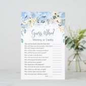 Blue Floral Devinez Qui Baby shower Jeux Papier pl (Debout devant)
