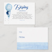 Blue Floral Display Baby shower Visitekaartje (Voorkant / Achterkant)