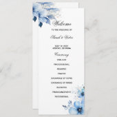 Blue Floral double side program card Programma (Voorkant / Achterkant)