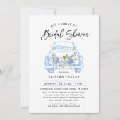 Blue Floral Drive By Bridal Shower Invitation (Devant)