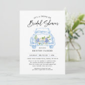 Blue Floral Drive By Bridal Shower Invitation (Debout devant)