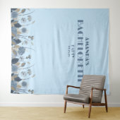 Blue Floral Elegant Bachelorette Backdrop Wandkleed (In Situ (horizontaal))