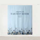 Blue Floral Elegant Bachelorette Backdrop Wandkleed (Voorkant)