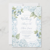 Blue Floral Elegant Blue Hydrangea Wedding  Kaart (Voorkant)