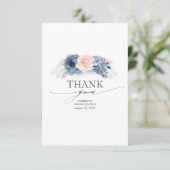 Blue Floral Elegant Fête des mariées Carte de reme (Debout devant)