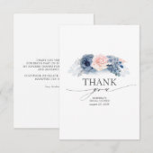 Blue Floral Elegant Fête des mariées Carte de reme (Devant / Derrière)