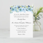 Blue Floral Elegant Formal Traditional Wedding Kaart (Staand voorkant)