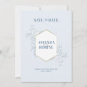 Blue Floral Elegant Wedding Invitation Kaart (Voorkant)