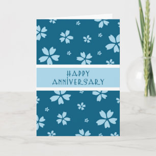 Blue Floral Employee Jubileum Card Feestdagen Kaart