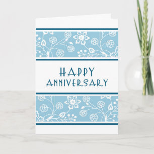 Blue Floral Employee Jubileum Card Kaart