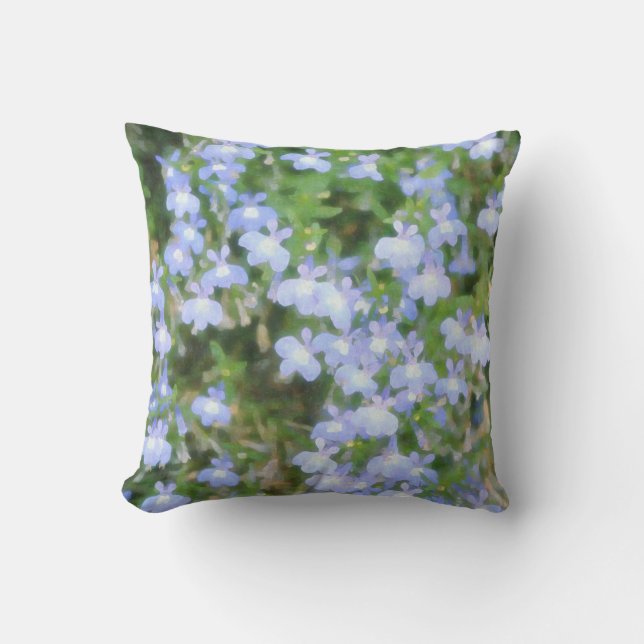 Blue Floral en Blue Stripe Sierkussen (Voorkant)