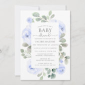Blue Floral Eucalyptus Baby Brunch Invitation (Devant)