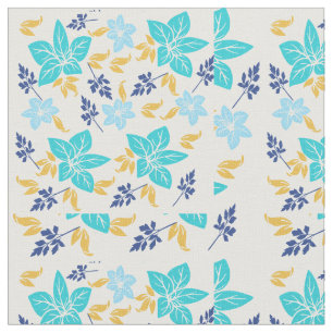 Blue Floral Fabric Stof