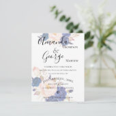 Blue Floral Faux Vellum Effet Faire-part de mariag (Debout devant)