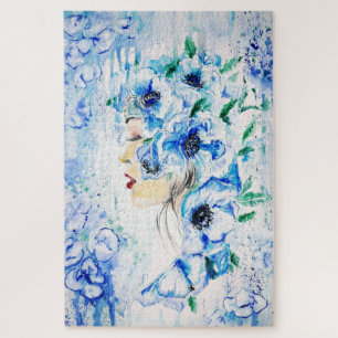 Blue Floral Femme Puzzle Imaginaire