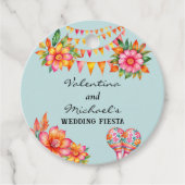 Blue Floral Fiesta Mexicaanse bruiloft Dank u Bedankjes Labels (Voorkant)