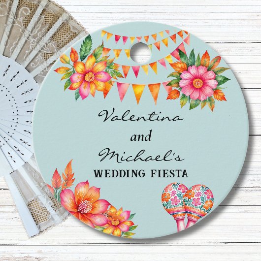 Blue Floral Fiesta Mexicaanse bruiloft Dank u Bedankjes Labels