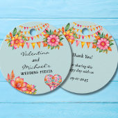 Blue Floral Fiesta Mexicaanse bruiloft Dank u Bedankjes Labels