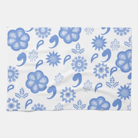 Blue Floral Flourish Toile Theedoek (Horizontaal)