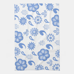 Blue Floral Flourish Toile Theedoek