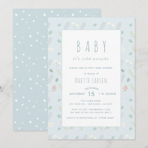 Blue Floral & Foliage Baby shower Uitnodiging