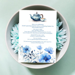 Blue Floral Garden Tea Party Vrijgezellenfeest Kaart