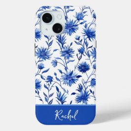 Blue Floral gepersonaliseerde iPhone case