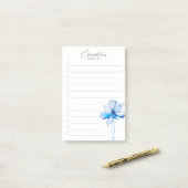 Blue Floral gepersonaliseerde to-do lijst Post-it® Notes (Op bureau)