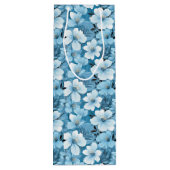 Blue Floral Gift Bag Wijn Cadeautas (Achterkant)