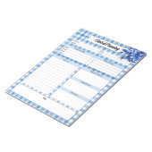 Blue Floral Gingham _ Klinische Planning Notitieblok (Schuin)
