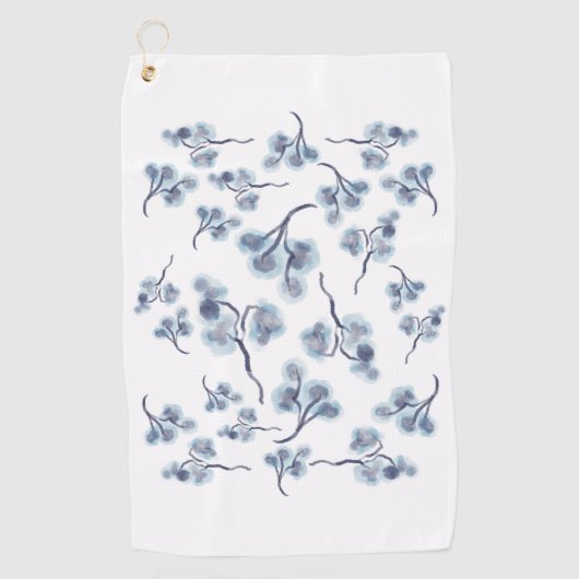 Blue Floral Golf Towel Golfhanddoek (Voorkant)