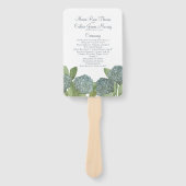 Blue Floral Greenery Botanical Wedding Ceremony Handwaaier (Voorkant)