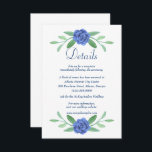 Blue Floral Greenery Foliage Mariage Détails Carte<br><div class="desc">Inclure tous les détails de votre jour de mariage est une partie importante de votre suite de faire-part de mariage. Ajoutez des cartes de réception ou des cartes d'information, ainsi que votre invitation de mariage, c'est la façon appropriée de communiquer des détails sur votre célébration post-cérémonie, les informations sur l'hôtel...</div>