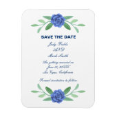 Blue Floral Greenery Foliage Save the Date Magnet Magneet (Verticaal)