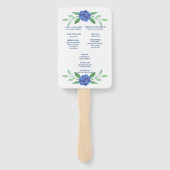 Blue Floral Greenery Foliage Wedding Program Fans Handwaaier (Achterkant)